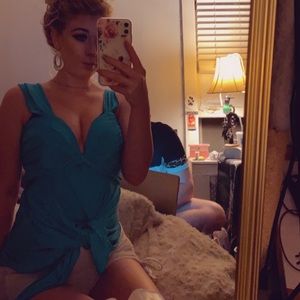 Blue bathing suit cover